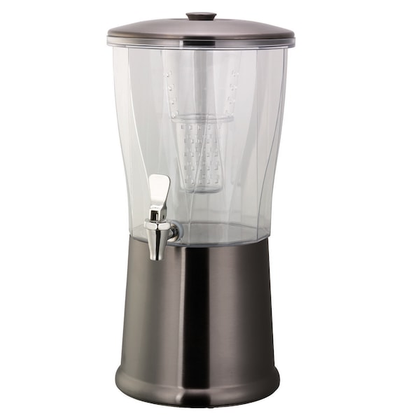 Beverage Dispenser, Round, 3 Gallon with Infuser Tube, Stainless Steel, Dark Tungsten